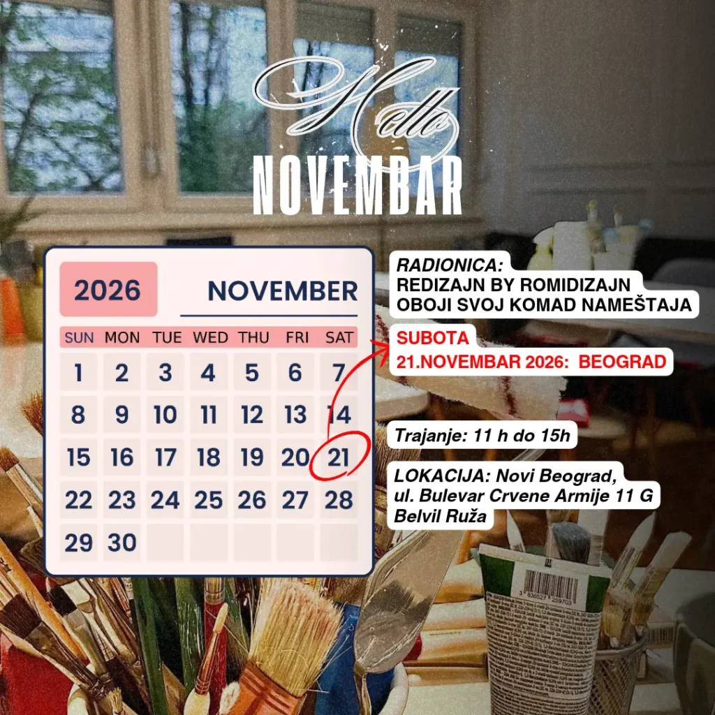 Kalendar za RADIONICE Romi Dizajn